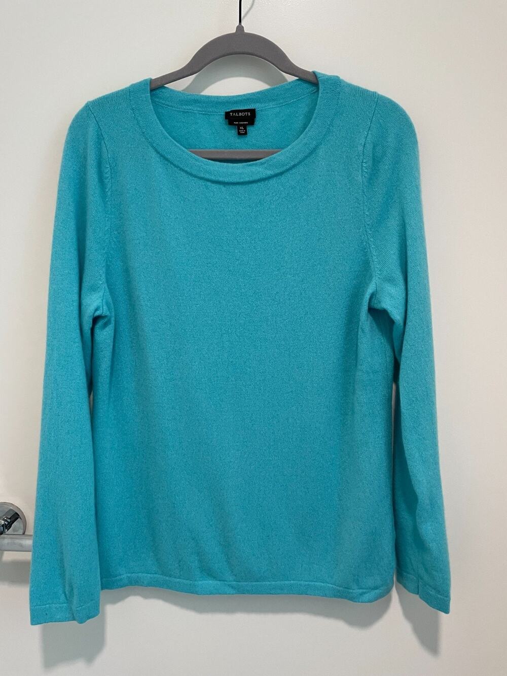 Talbots 100% Cashmere Sweater & Scarf Set Blue Crewneck Women’s Size XL Soft